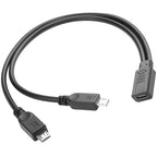 USB-C Female to Dual Micro USB Male Y Splitter Charging Cable 5V 3A – Charge 2 Micro USB Devices Simultaneously 30cm