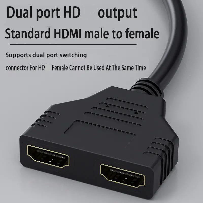 1-in-2-Out HDMI-compatible Splitter Cable – Male to 2×Female 1080P Mirror Only for TV Monitor Projector Xbox PS3 30cm