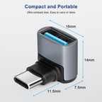 90 Degree USB C to USB 3.1 OTG Adapter Right Angled USBC Type C Male to USB Female Adapter 10G Data Transfer for Smartphone Tablet Laptop