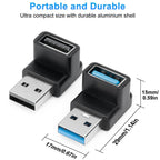 USB 3.1 90 Degree Up/Down Angle Adapter USB-A Male to USB-A Female Right Angle Coupler – Compatible with PC Laptop USB Hub