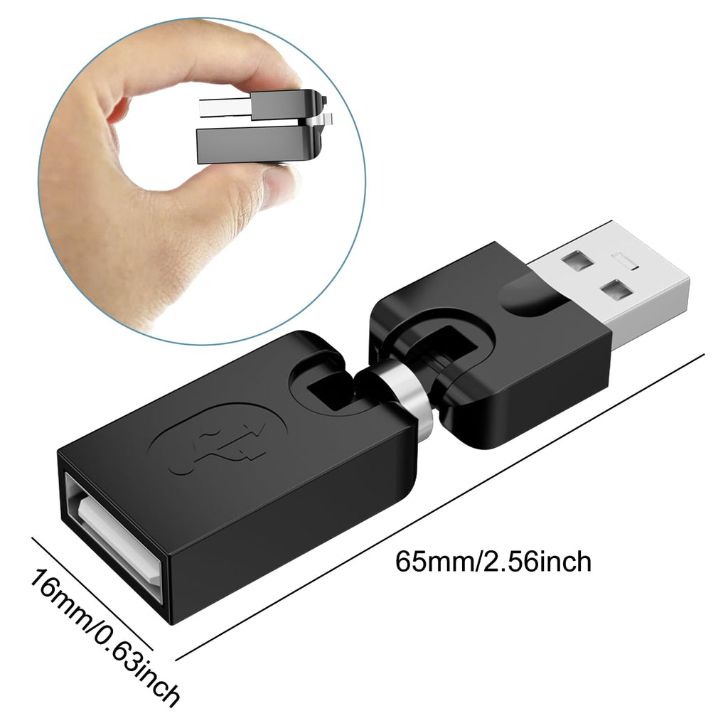 360° Rotating USB 2.0 Male to Female Adapter 90° Foldable Extension Converter – Compatible with Laptop, PC, TV, Hard Drive