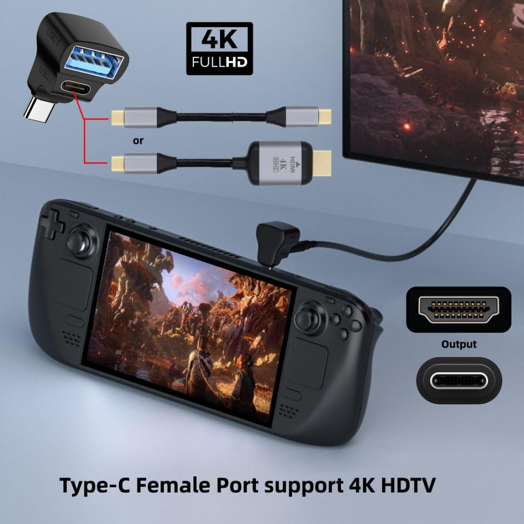 USB C Splitter USB C to USB 2.0 USB C 20Gbps PD100W 4K60Hz Extensions Adapter for HDTV Disk Keyboard Mouse Support Steam Deck Cooling and Charging at The Same time