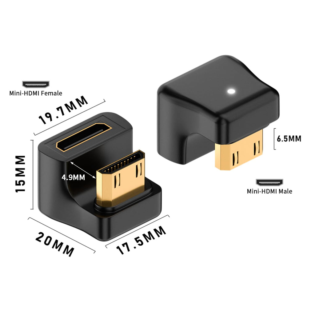 Mini HDMI-Compatible Male to Female Adapter Up & Down Angle – 8K@60Hz 4K@120Hz 48Gbps for Camera Camcorder Laptop Tablet