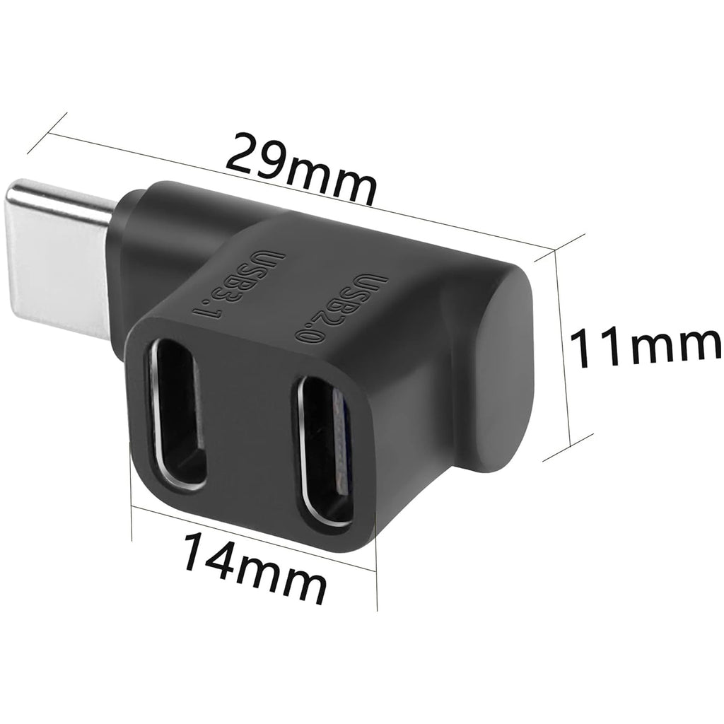 USB Type C Splitter 1 to 2 Ports Supports 10Gbps Data Transfer 4K@60Hz Video Output Easy to Carry