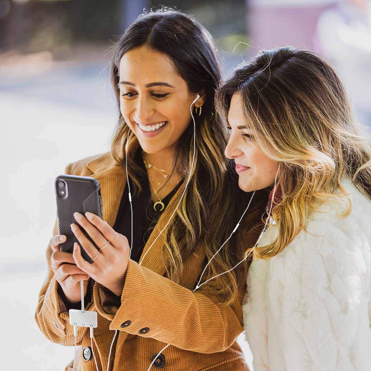 3-in-1 Lightning-Compatible to Dual 3.5mm Headphone Jack Adapter with Charging – 24-bit Audio Splitter for iPhone 14/13/12/11/X/8 Series