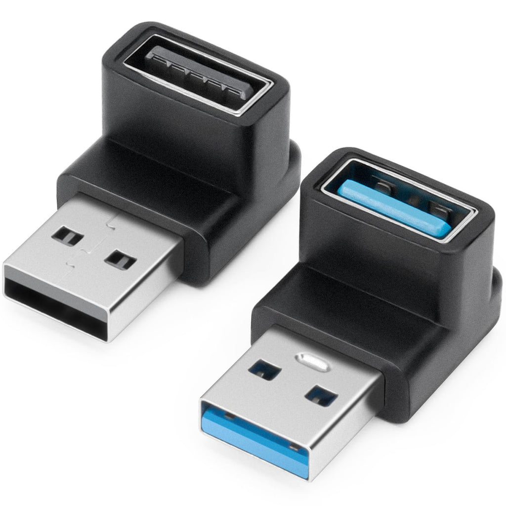USB 3.1 90 Degree Up/Down Angle Adapter USB-A Male to USB-A Female Right Angle Coupler – Compatible with PC Laptop USB Hub