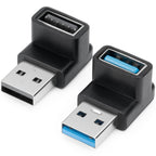 USB 3.1 90 Degree Up/Down Angle Adapter USB-A Male to USB-A Female Right Angle Coupler – Compatible with PC Laptop USB Hub