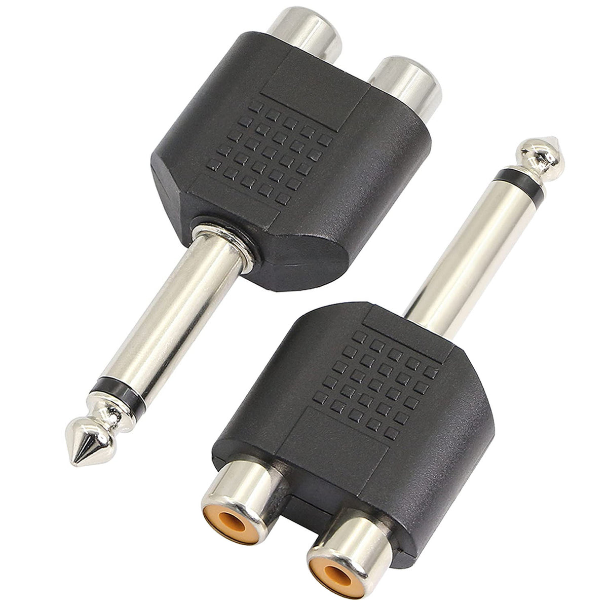 6.35mm (1/4 Inch) Mono Male to Dual RCA Female Adapter – TS Plug to RCA Jack Splitter for Guitar Amplifier Mixer Speaker