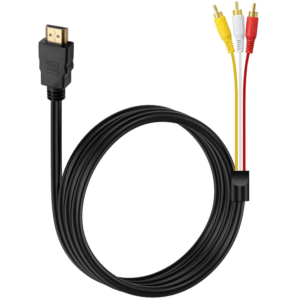 HDMI-Compatible Male to 3-RCA Male AV Cable 1.5m – One-Way Signal Transmitter for HD Player to TV (Requires Device Decoding – Not a Converter)