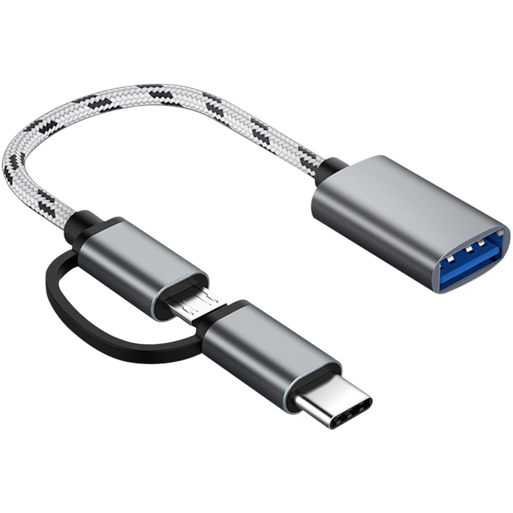 2-in-1 USB C/Micro USB to USB Adapter USB to USB C OTG Adapter Cable Compatible with Samsung Galaxy S21 S22 S23 Note 20/10 A53 Google Pixel and More Android Devices