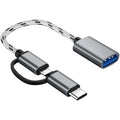 2-in-1 USB C/Micro USB to USB Adapter USB to USB C OTG Adapter Cable Compatible with Samsung Galaxy S21 S22 S23 Note 20/10 A53 Google Pixel and More Android Devices