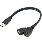 USB 3.0 Y Cable 1 Male to Dual Female Splitter – USB 3.0 Data & Power + USB 2.0 Power for 2.5" Portable Hard Drive 30cm