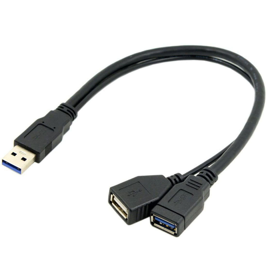 USB 3.0 Y Cable 1 Male to Dual Female Splitter – USB 3.0 Data & Power + USB 2.0 Power for 2.5" Portable Hard Drive 30cm