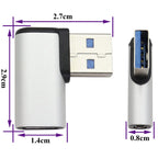 Right Angle USB C to USB A 3.0 Adapter 90 Degree USB Type C Female to USB 3.0 A Male Converter (OTG) for PC Laptops Power Banks Chargers More USB and Type-C Devices