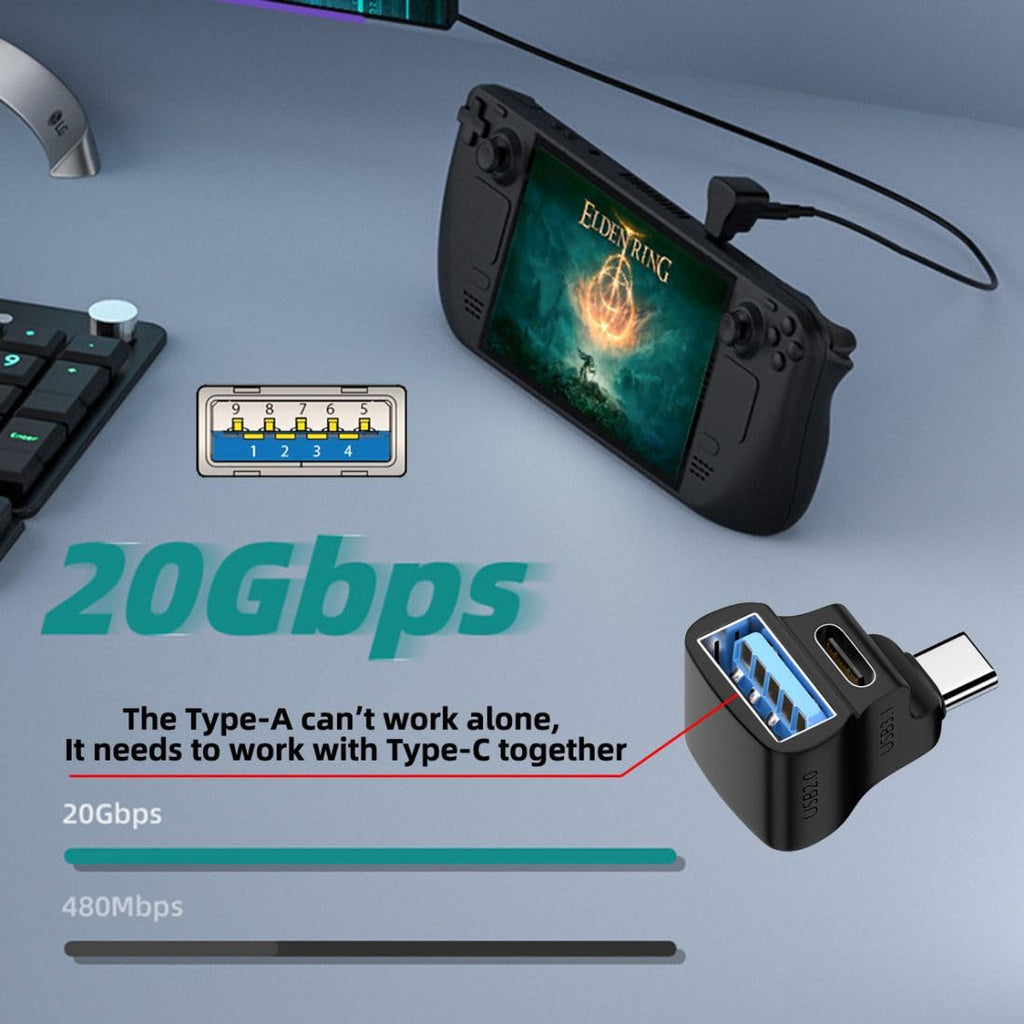 USB C Splitter USB C to USB 2.0 USB C 20Gbps PD100W 4K60Hz Extensions Adapter for HDTV Disk Keyboard Mouse Support Steam Deck Cooling and Charging at The Same time