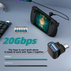 USB C Splitter USB C to USB 2.0 USB C 20Gbps PD100W 4K60Hz Extensions Adapter for HDTV Disk Keyboard Mouse Support Steam Deck Cooling and Charging at The Same time