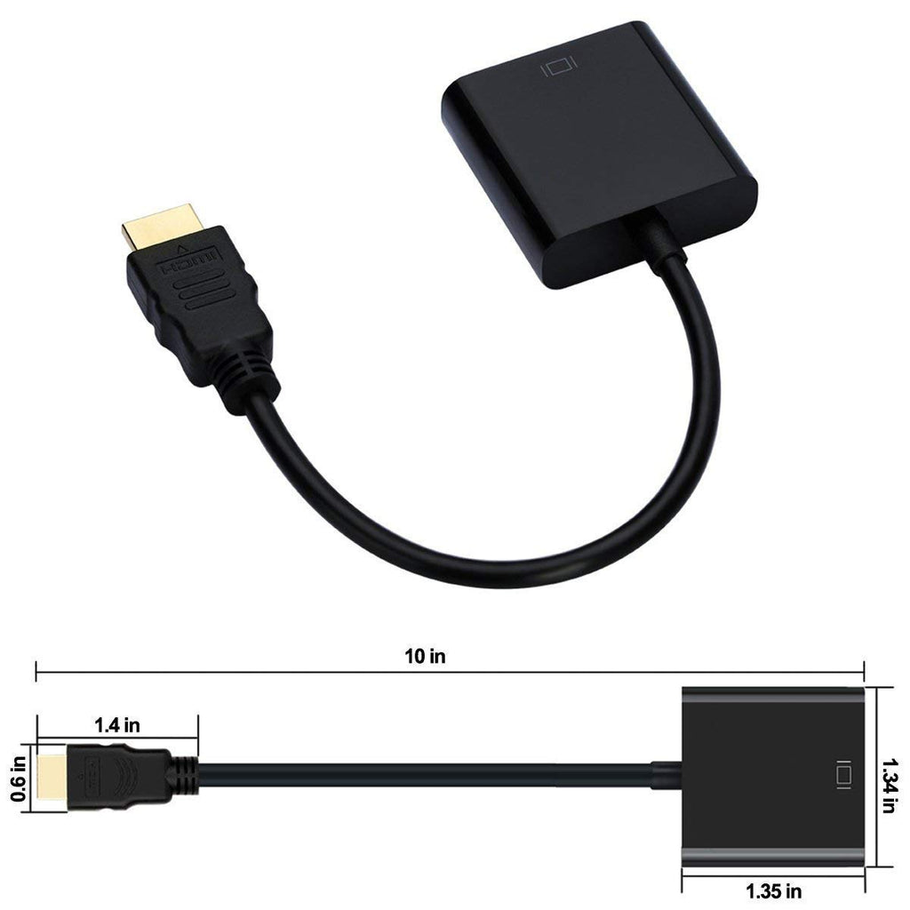 Gold-Plated Adapter with HDMI Male to VGA Female Connector – for PC, Laptop, Monitor & Projector