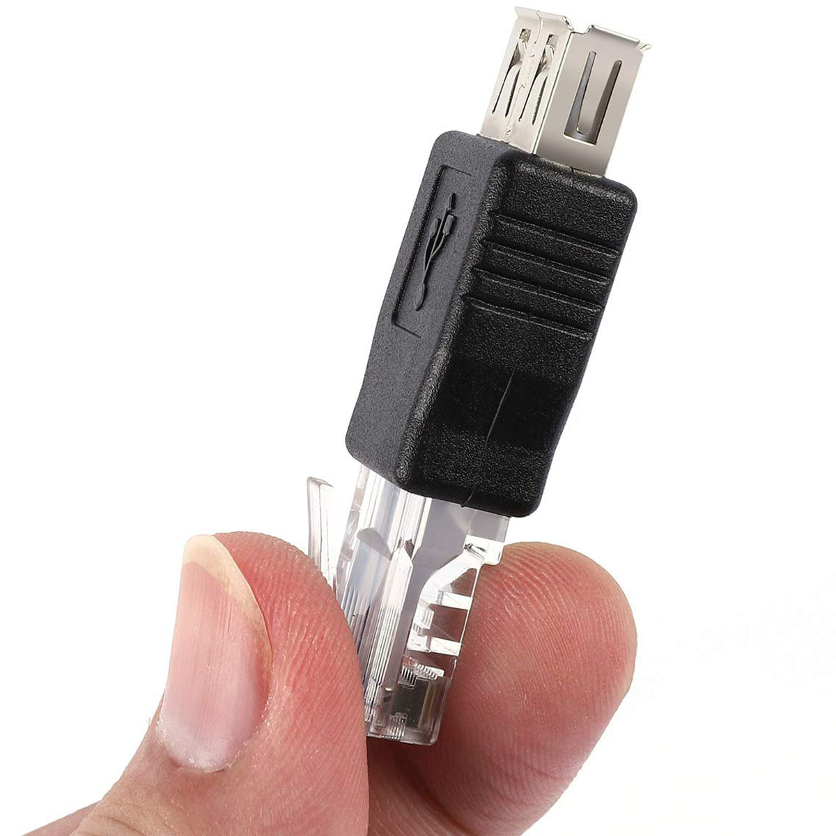 USB-A 2.0 Female to RJ45 Male Adapter – USB to Ethernet Plug Converter for ADSL Modem Router PoE Switch (Not a USB Network Card)