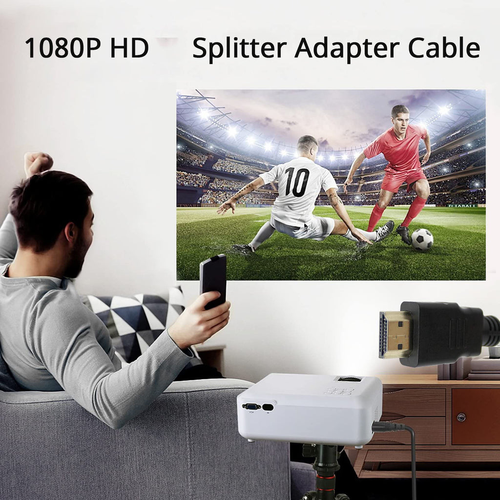 1-in-2-Out HDMI-compatible Splitter Cable – Male to 2×Female 1080P Mirror Only for TV Monitor Projector Xbox PS3 30cm