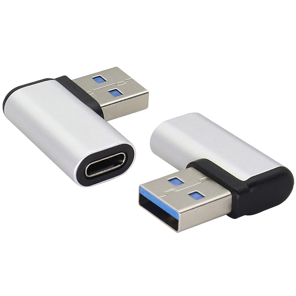 Right Angle USB C to USB A 3.0 Adapter 90 Degree USB Type C Female to USB 3.0 A Male Converter (OTG) for PC Laptops Power Banks Chargers More USB and Type-C Devices
