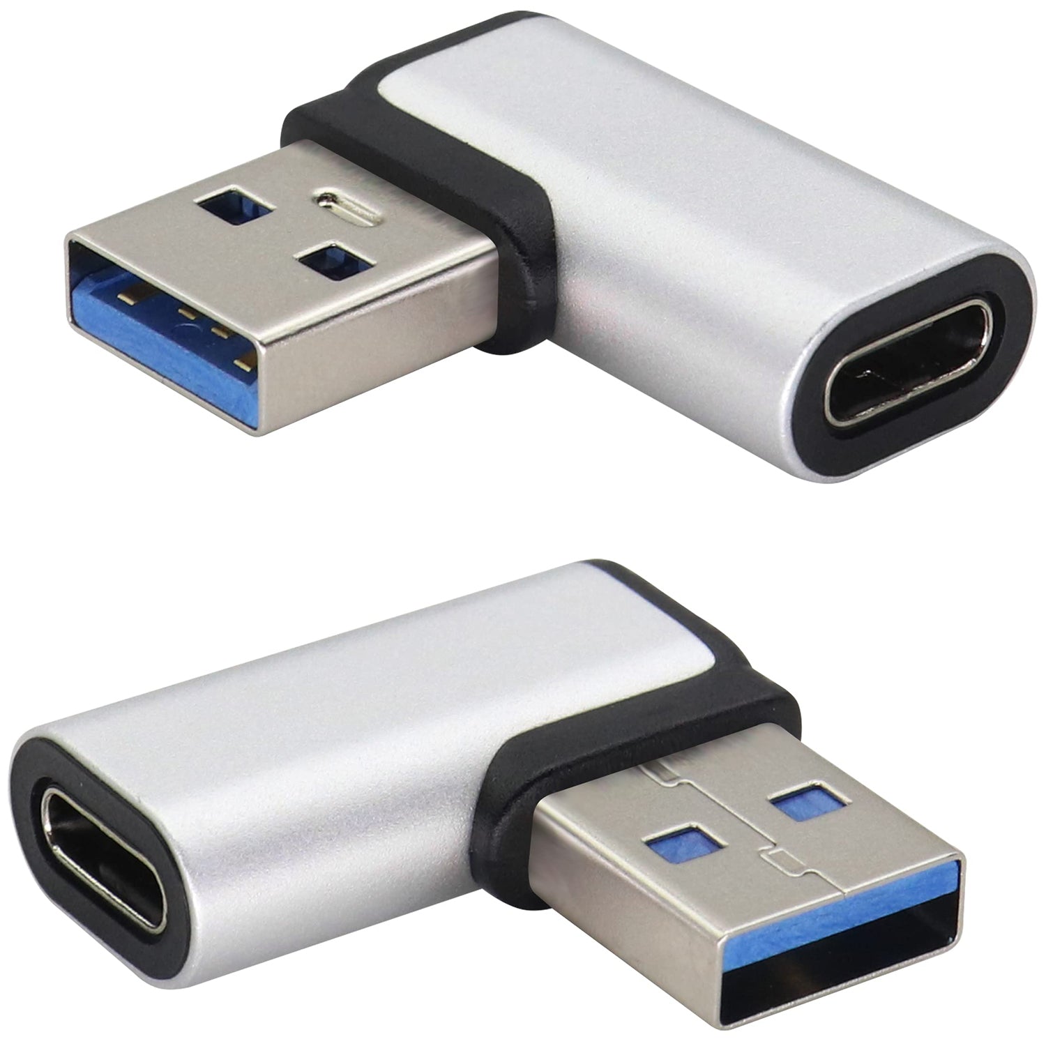 Right Angle USB C to USB A 3.0 Adapter 90 Degree USB Type C Female to USB 3.0 A Male Converter (OTG) for PC Laptops Power Banks Chargers More USB and Type-C Devices