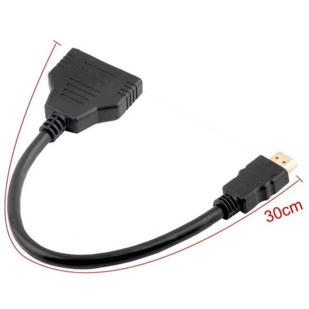 1-in-2-Out HDMI-compatible Splitter Cable – Male to 2×Female 1080P Mirror Only for TV Monitor Projector Xbox PS3 30cm