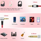 Coiled Replacement Audio Cable for Beats Pro Detox Solo HD Studio 3.5mm Right Angle to Straight Aux Cord with 6.35mm 6.5mm Adapter 1.8m Spring Wire