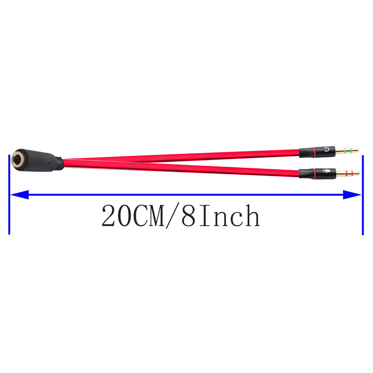 3.5mm Headset Splitter Cable for PC Gold Plated TRRS Female to Dual TRS Male Headphone and Mic Y Adapter 20cm