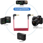3.5mm TRS Male to Male Coiled Microphone Cable Right Angle Plug for Camera Wireless Mic Receiver DSLR Camcorder Compatible with Rode SC2
