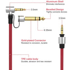 Coiled Replacement Audio Cable for Beats Pro Detox Solo HD Studio 3.5mm Right Angle to Straight Aux Cord with 6.35mm 6.5mm Adapter 1.8m Spring Wire
