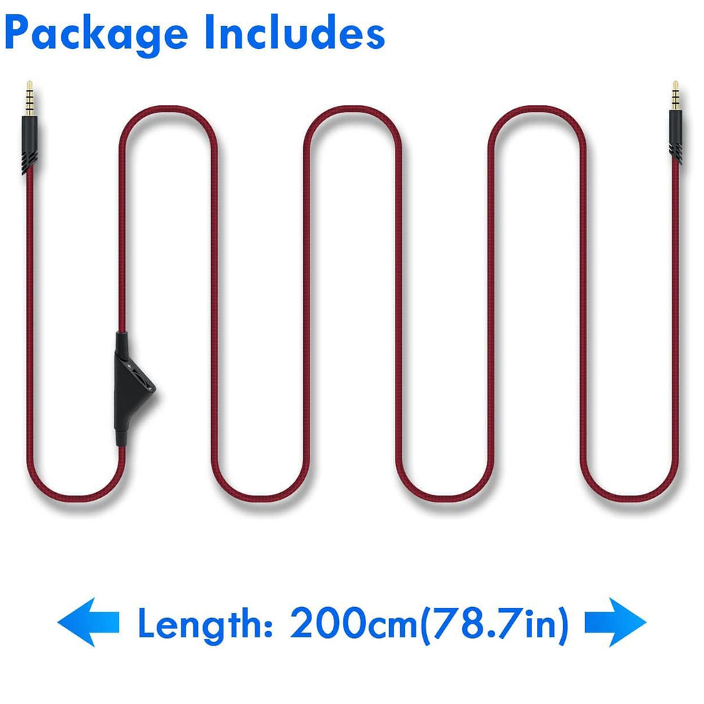 2M Replacement Audio Cable with Volume Control Compatible with Astro A10 A30 A40 TR Gaming Headset PS5 PS4 Xbox PC Aux Cord 6.5ft Red