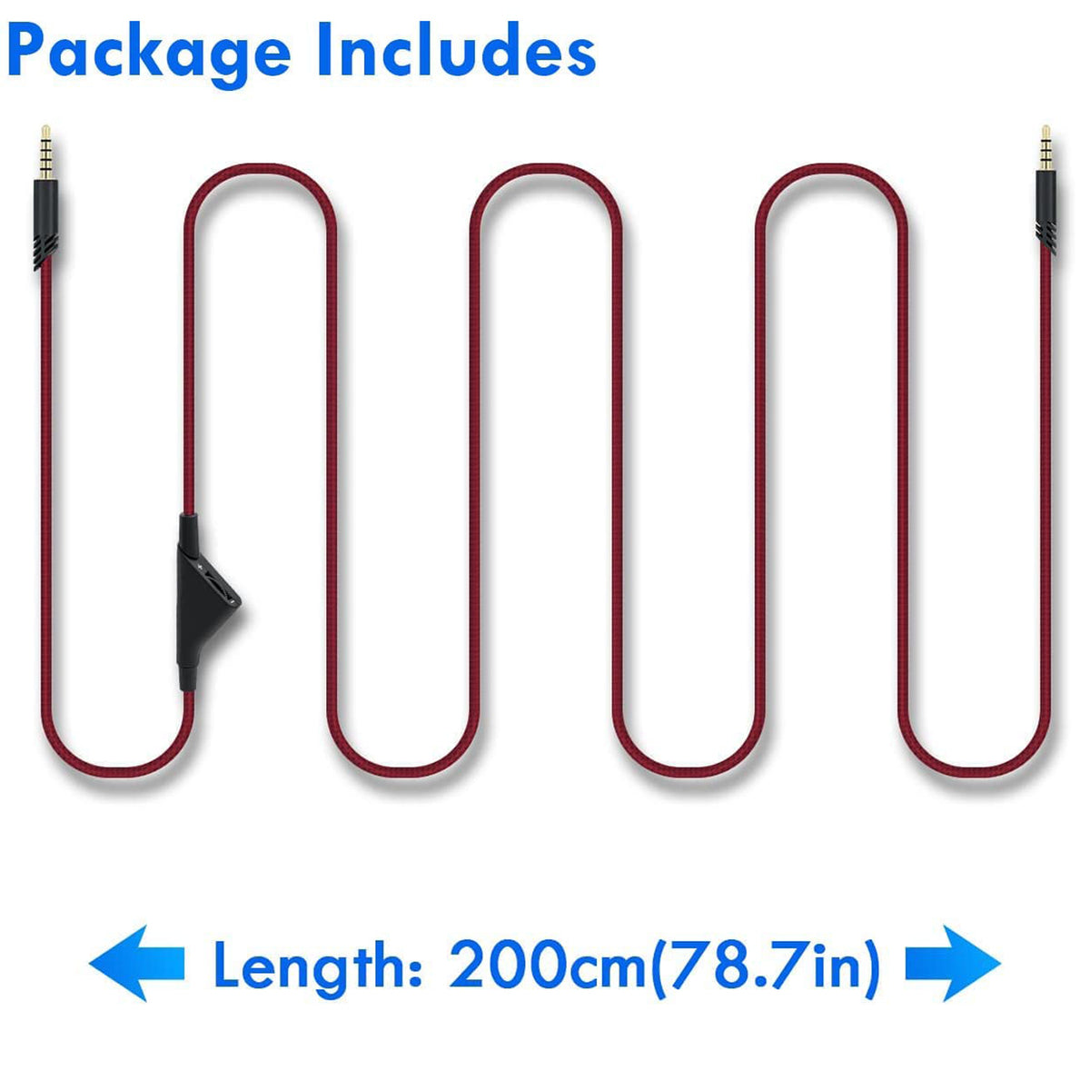 2M Replacement Audio Cable with Volume Control Compatible with Astro A10 A30 A40 TR Gaming Headset PS5 PS4 Xbox PC Aux Cord 6.5ft Red
