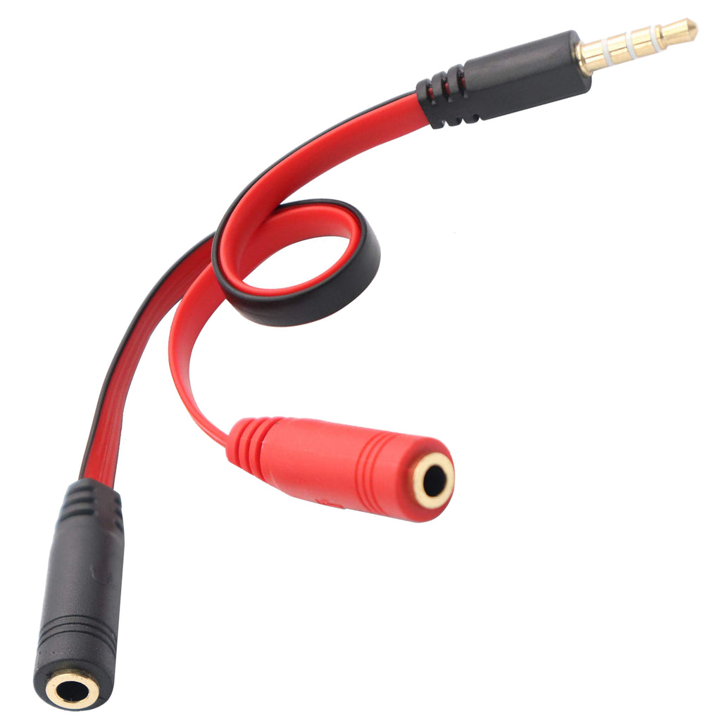 3.5mm Headset Splitter Cable 4 Pole TRRS Male to 2x 3.5mm Female Headphone Mic Audio Y Splitter for PS4 PS5 Controller Gaming Headset Laptop PC Phone