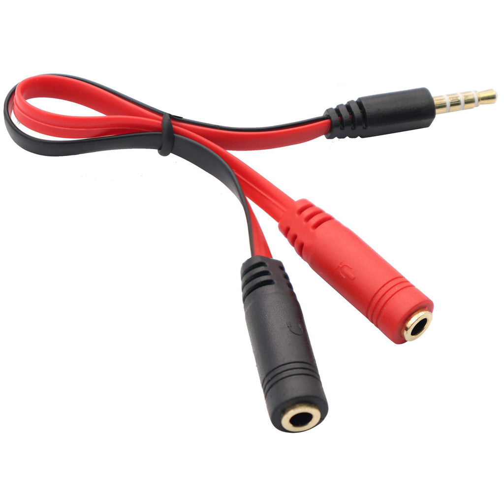 3.5mm Headset Splitter Cable 4 Pole TRRS Male to 2x 3.5mm Female Headphone Mic Audio Y Splitter for PS4 PS5 Controller Gaming Headset Laptop PC Phone