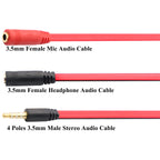 3.5mm Headset Splitter Cable 4 Pole TRRS Male to 2x 3.5mm Female Headphone Mic Audio Y Splitter for PS4 PS5 Controller Gaming Headset Laptop PC Phone