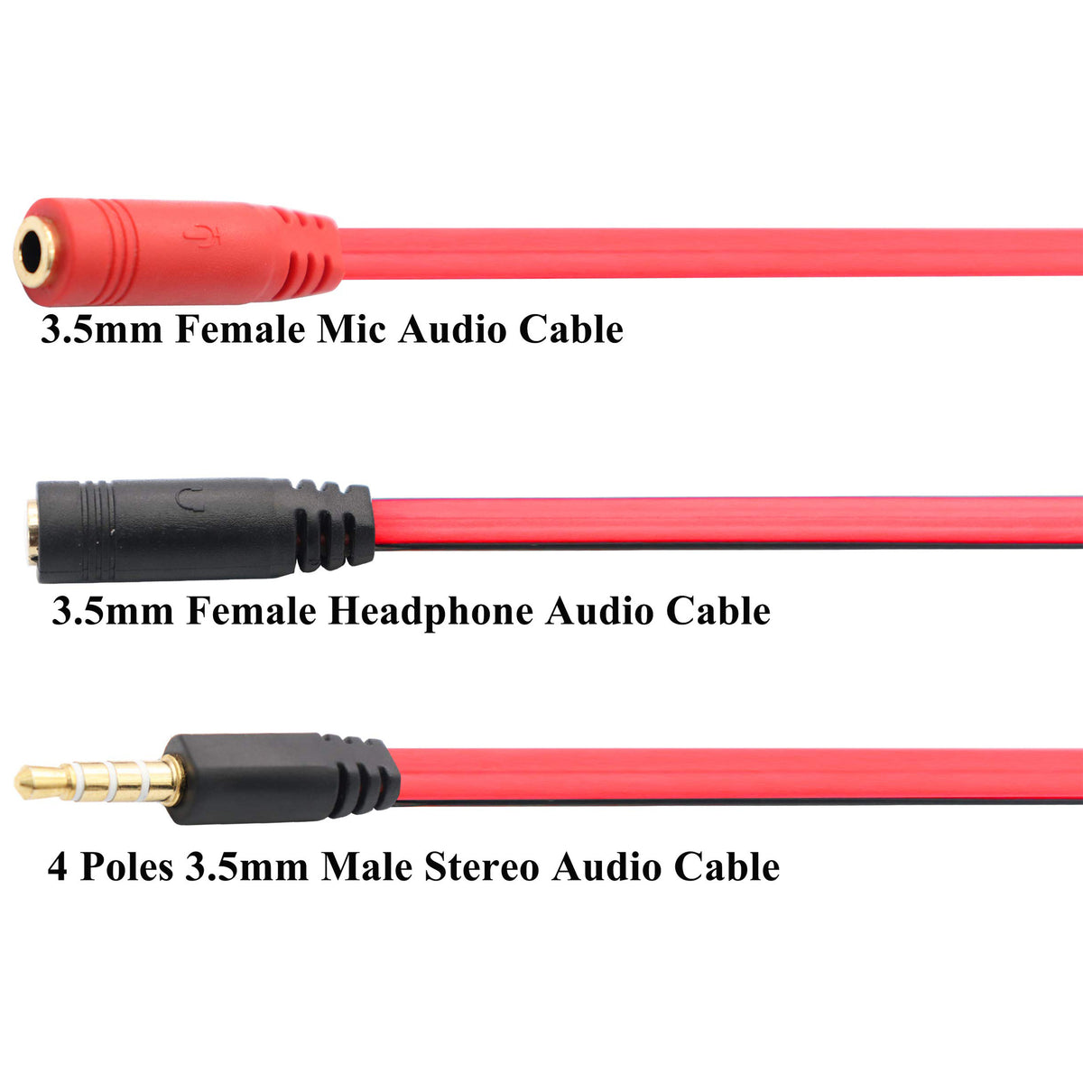 3.5mm Headset Splitter Cable 4 Pole TRRS Male to 2x 3.5mm Female Headphone Mic Audio Y Splitter for PS4 PS5 Controller Gaming Headset Laptop PC Phone