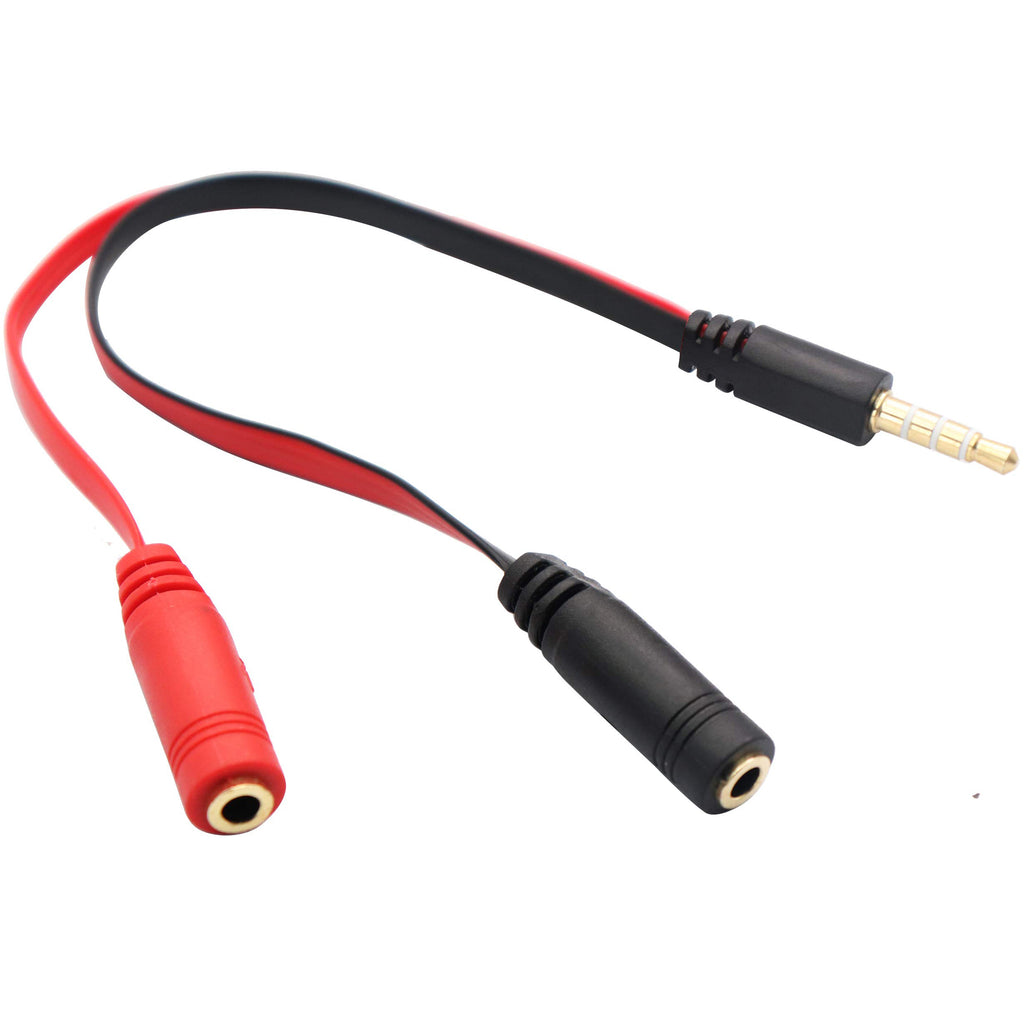 3.5mm Headset Splitter Cable 4 Pole TRRS Male to 2x 3.5mm Female Headphone Mic Audio Y Splitter for PS4 PS5 Controller Gaming Headset Laptop PC Phone
