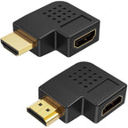 90 & 270 Degree Right Angle Adapter Compatible with HDMI, Male to Female L Shape Flat Extender for Wall TV, Roku, PS5, Fire Stick, Chromecast, Switch, Laptop, Xbox, PC