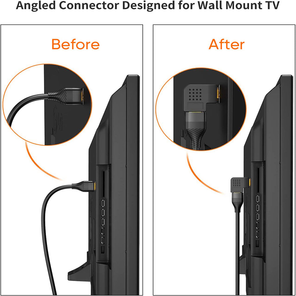 90 & 270 Degree Right Angle Adapter Compatible with HDMI, Male to Female L Shape Flat Extender for Wall TV, Roku, PS5, Fire Stick, Chromecast, Switch, Laptop, Xbox, PC