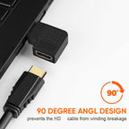 90 & 270 Degree Right Angle Adapter Compatible with HDMI, Male to Female L Shape Flat Extender for Wall TV, Roku, PS5, Fire Stick, Chromecast, Switch, Laptop, Xbox, PC