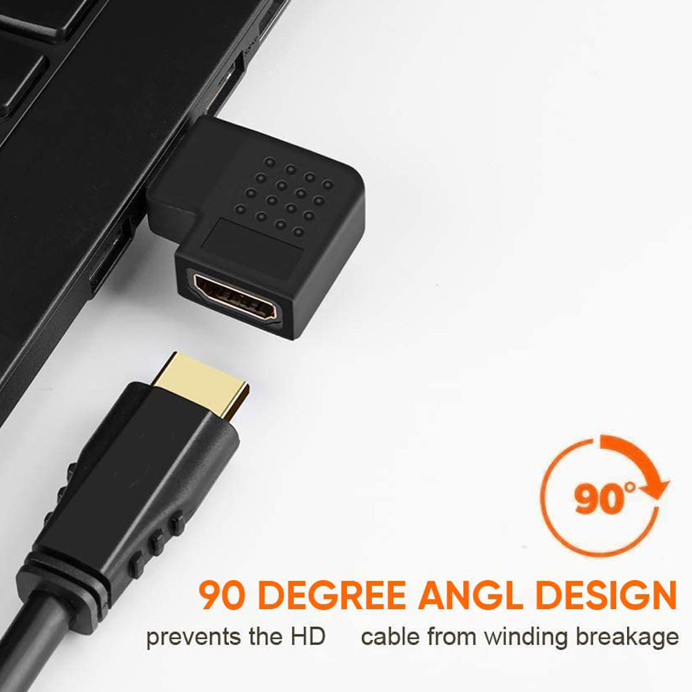 90 & 270 Degree Right Angle Adapter Compatible with HDMI, Male to Female L Shape Flat Extender for Wall TV, Roku, PS5, Fire Stick, Chromecast, Switch, Laptop, Xbox, PC