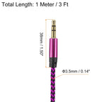3.5mm Male to Male Aux Cable 3ft Braided 1/8 Inch TRS Stereo Audio Cord 3 Pole Gold Plated Car Aux Jack for Headphone Speaker PC Laptop Phone Tablet