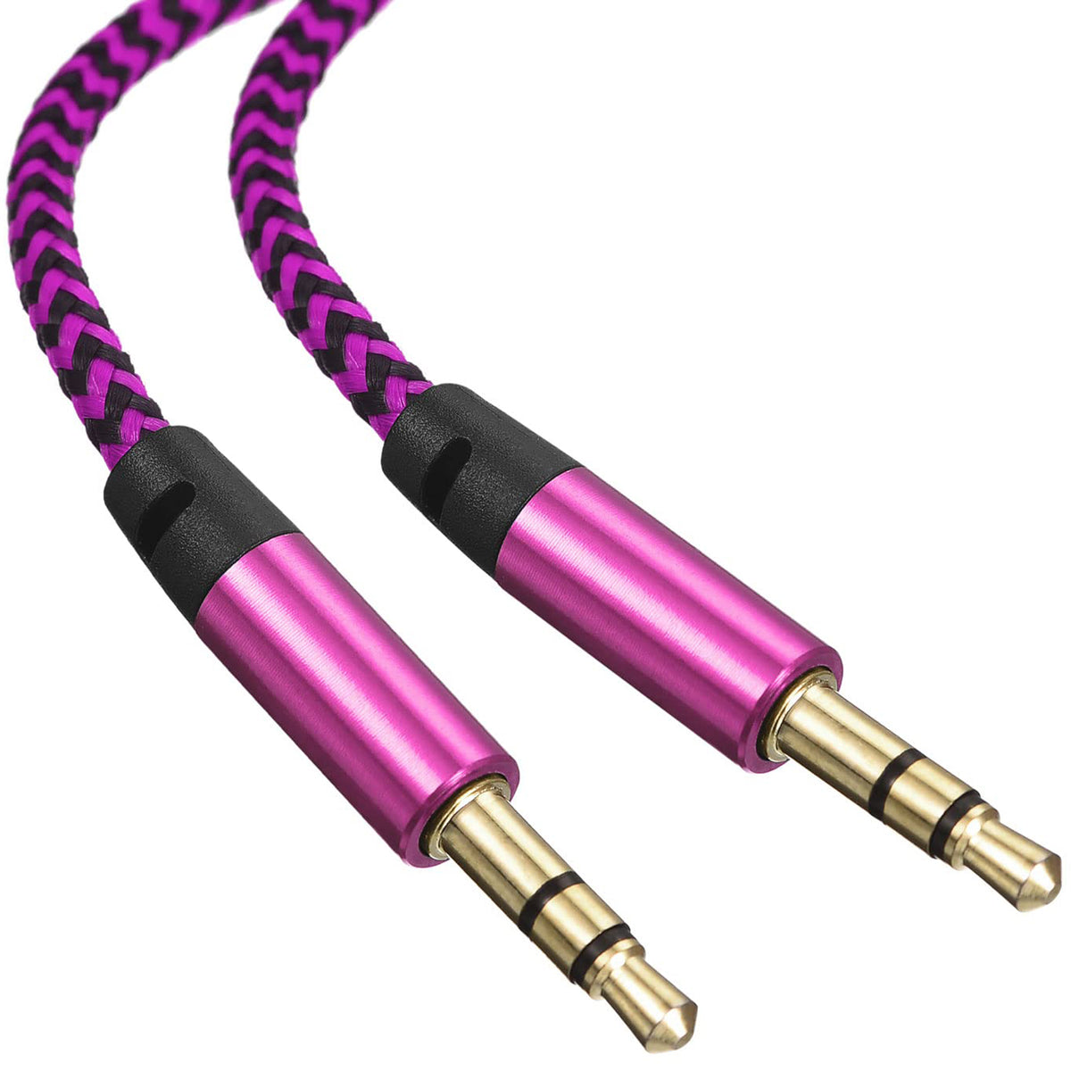 3.5mm Male to Male Aux Cable 3ft Braided 1/8 Inch TRS Stereo Audio Cord 3 Pole Gold Plated Car Aux Jack for Headphone Speaker PC Laptop Phone Tablet