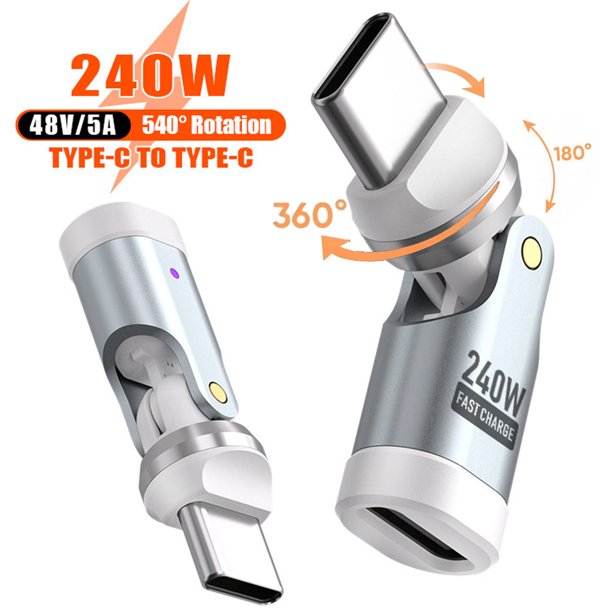 USB C Right Angle Adapter 240W PD Fast Charging 360 Degree Rotating 90 Degree for MacBook iPad iPhone 17 16 15 Samsung Galaxy Steam Deck Laptop
