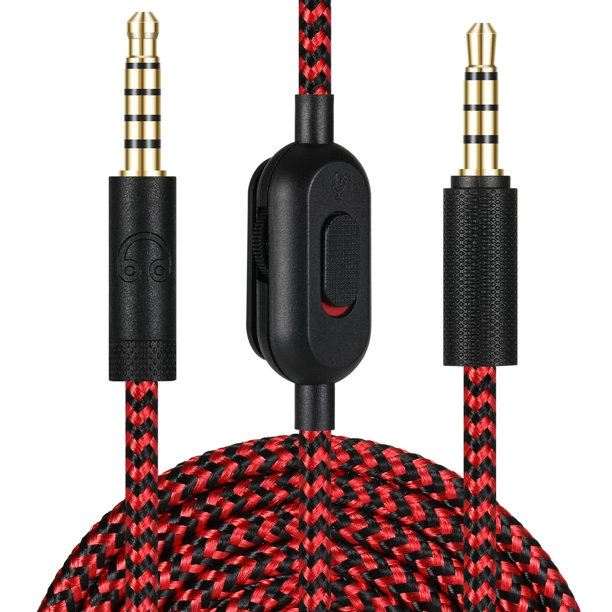 Replacement Audio Cable for Logitech G Pro X G433 G233 Headset 3.5mm 5 Pole to 4 Pole Braided Aux Cord with Inline Mute Volume Control for PC PS5 Xbox