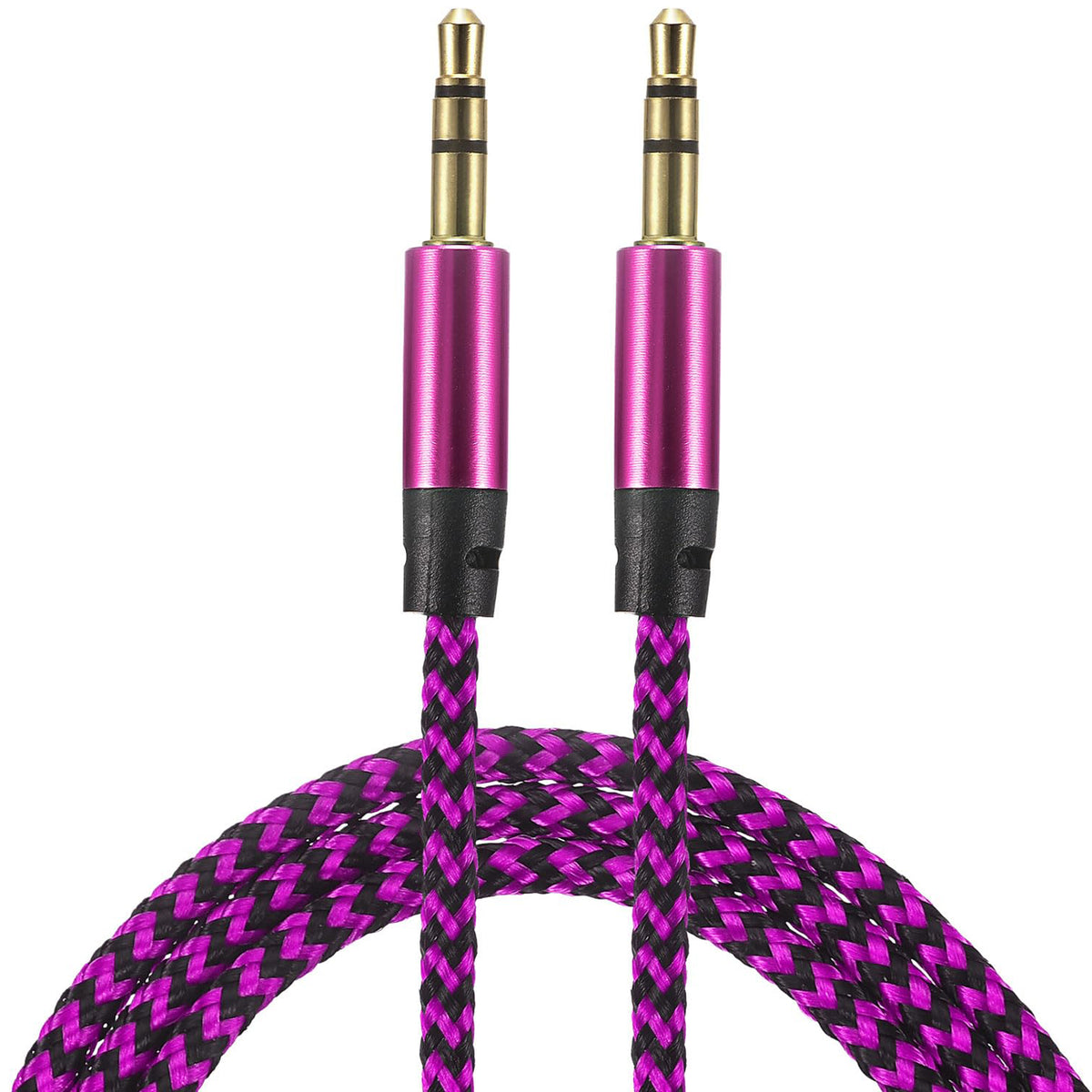 3.5mm Male to Male Aux Cable 3ft Braided 1/8 Inch TRS Stereo Audio Cord 3 Pole Gold Plated Car Aux Jack for Headphone Speaker PC Laptop Phone Tablet
