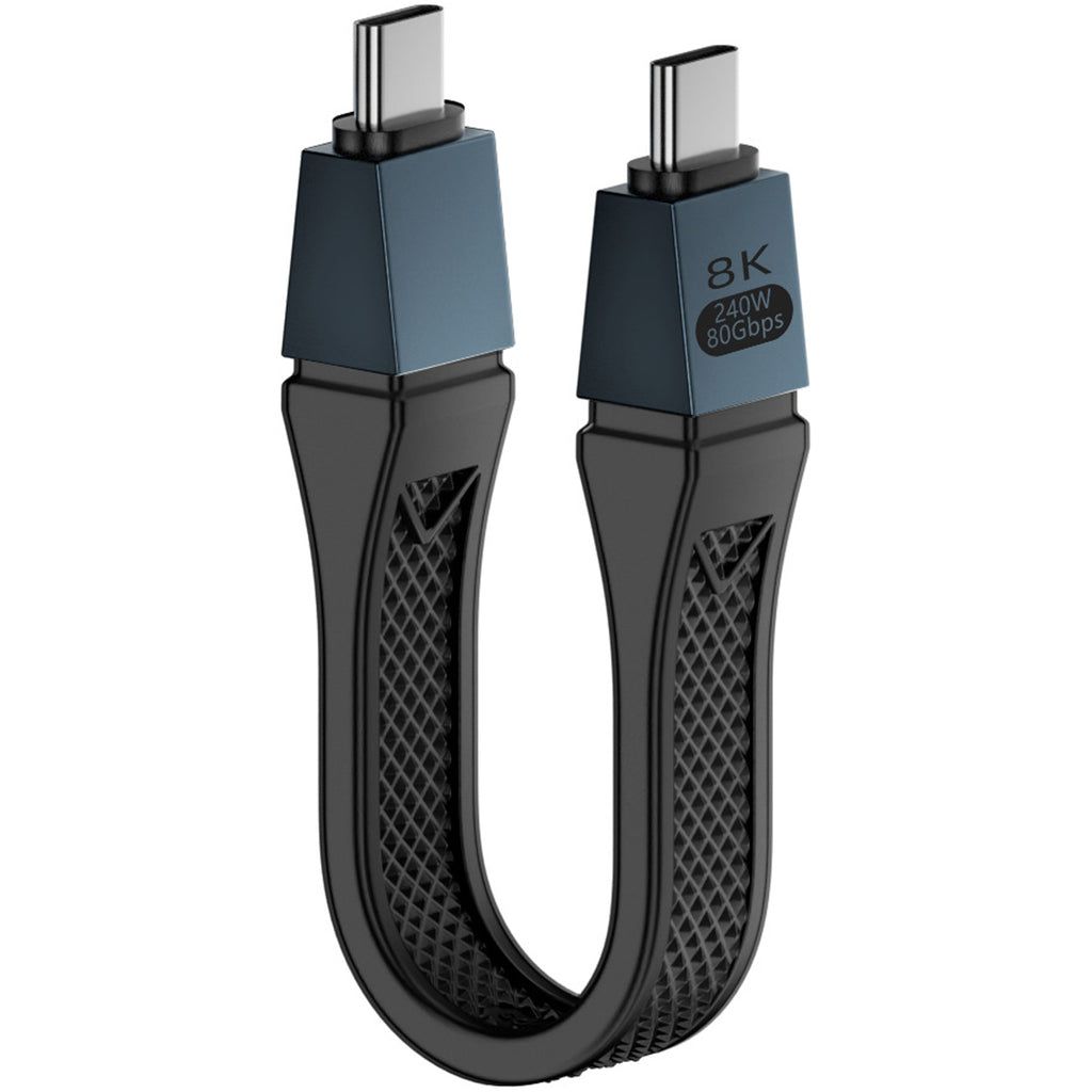 Short USB C to USB C Cable 5 Inch 80Gbps 240W PD FPC Flat Thunderbolt 5 4 USB4 8K 60Hz Video for iPhone 16 MacBook iPad External SSD Docking Station