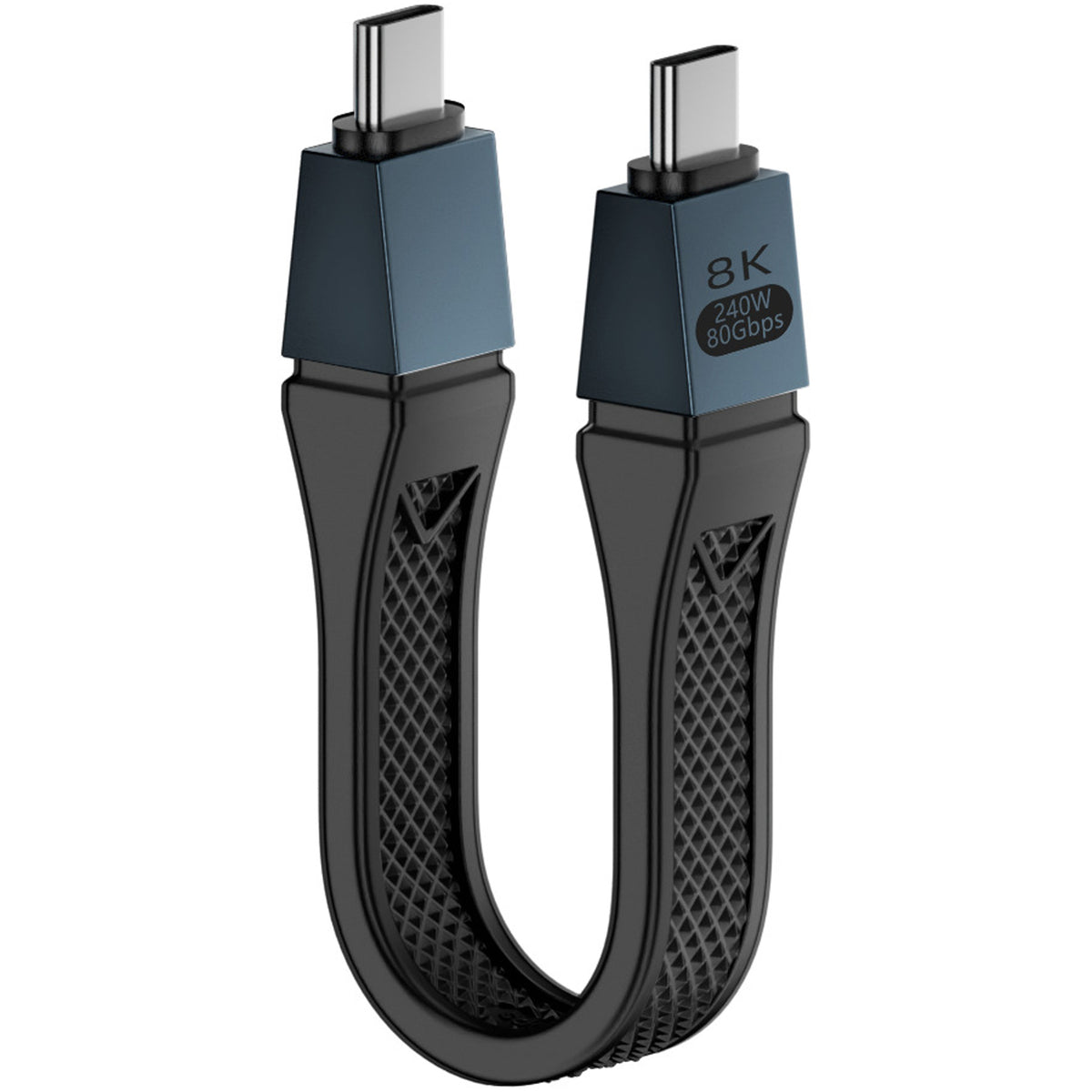 Short USB C to USB C Cable 5 Inch 80Gbps 240W PD FPC Flat Thunderbolt 5 4 USB4 8K 60Hz Video for iPhone 16 MacBook iPad External SSD Docking Station
