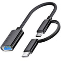 USB Female to Micro USB and USB C Male OTG Adapter 2 in 1 USB 2.0 OTG Connector for Samsung Android Tablet Phone Connect USB Drive Mouse Keyboard Card Reader