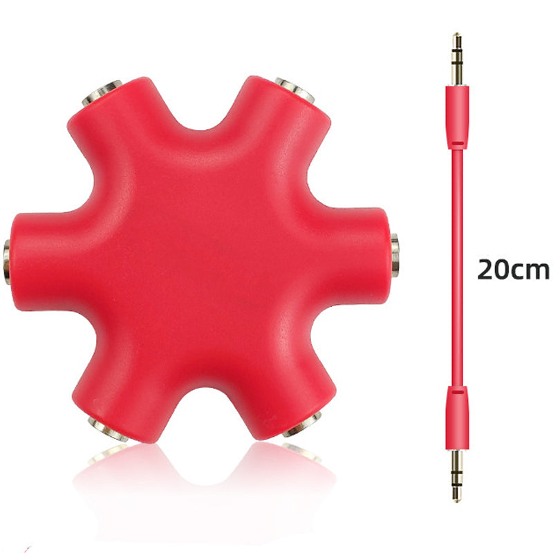 3.5mm Headphone Splitter 5 Way 1 Male to 5 Female Audio Hub Share Music with 5 Headphones for Phone Laptop Tablet